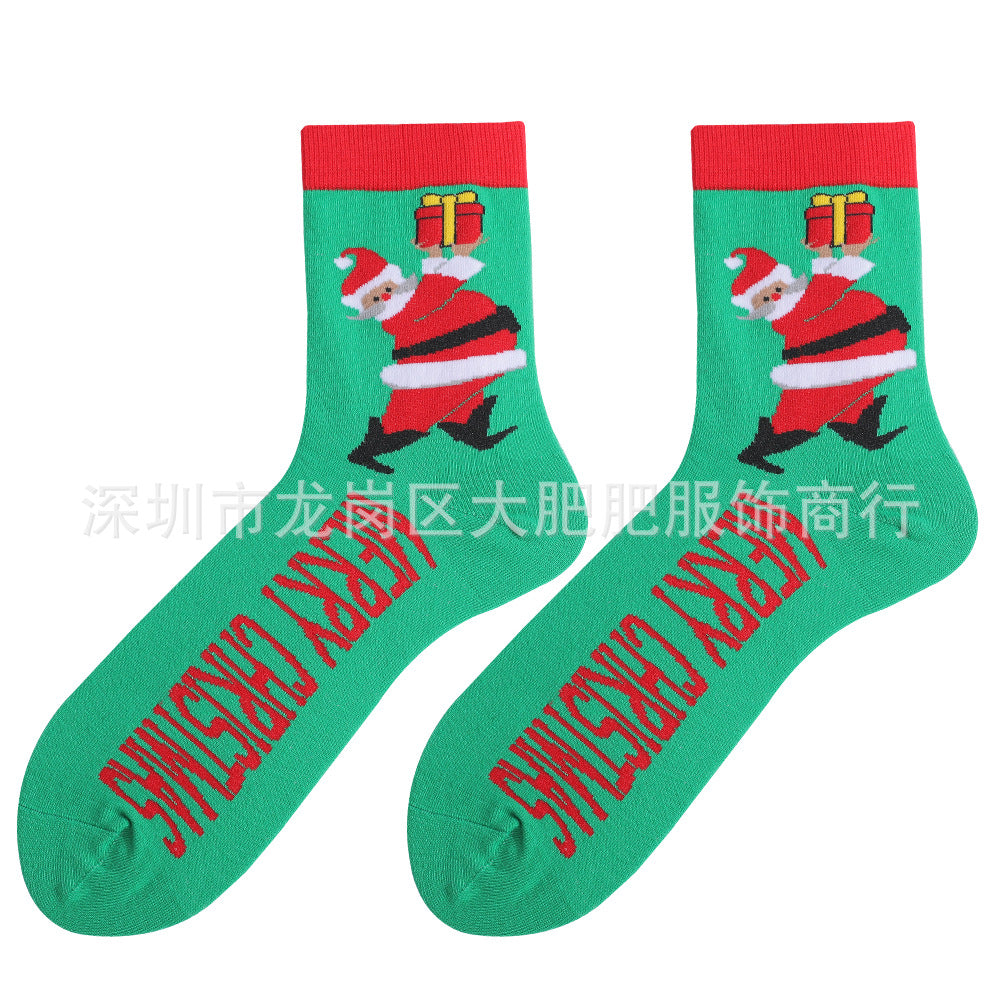 Wholesale Christmas Autumn and Winter Plus Size Middle Tube Cotton Socks