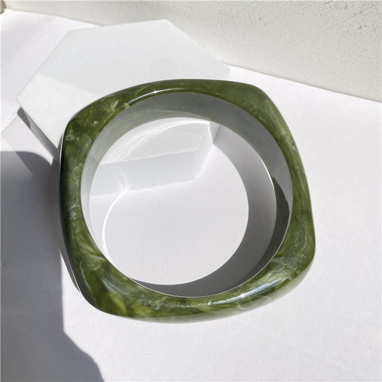 Wholesale Fashion Marble Patterned Acrylic Shaped Resin Square Circular Bracelet