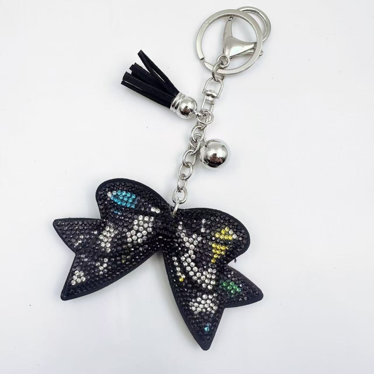 Wholesale 6pcs Creative Diamond Leopard Print Keychain
