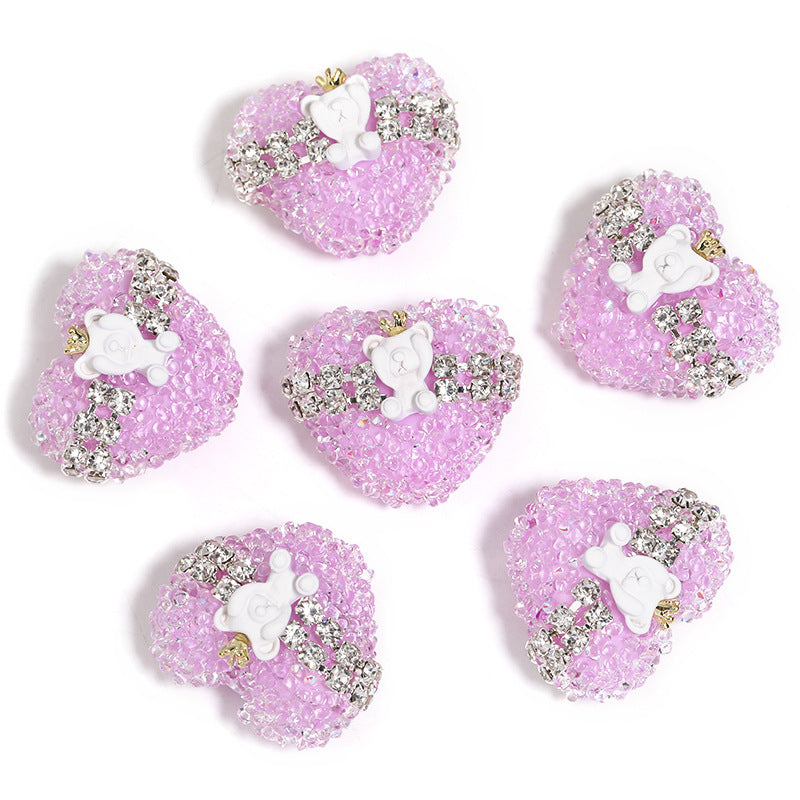 Wholesale 5pcs/pack Rhinestone Crown Bear Love Beads Shiny Sugar Beads