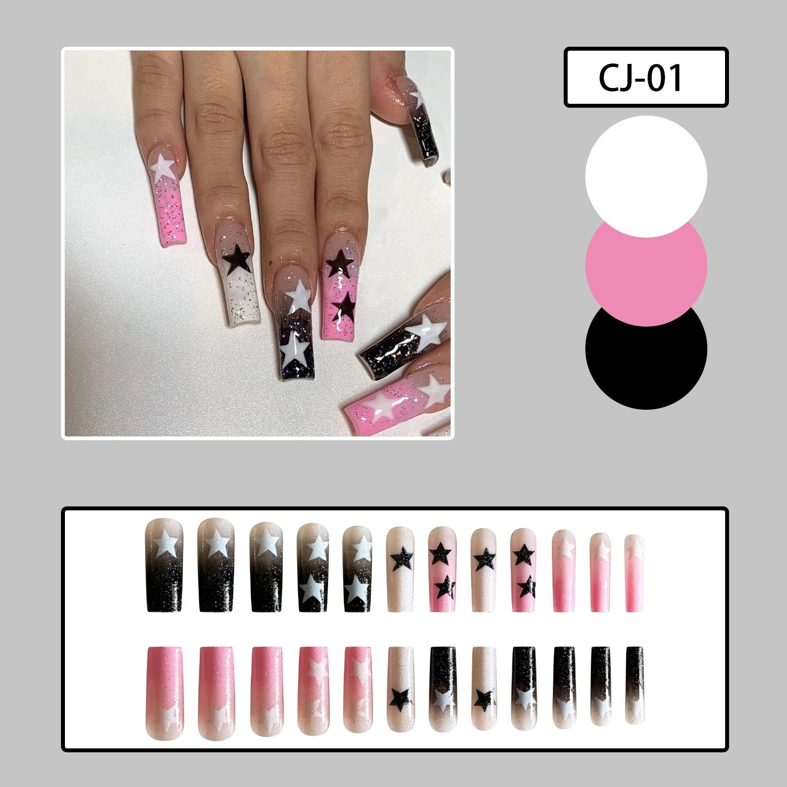 Wholesale Mandarin Duck Gradient Pentagram Nail Stickers