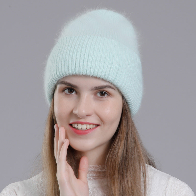 Wholesale All-match Rabbit Fur Autumn and Winter Fashion Knitted Wool Warm Pullover Earmuffs