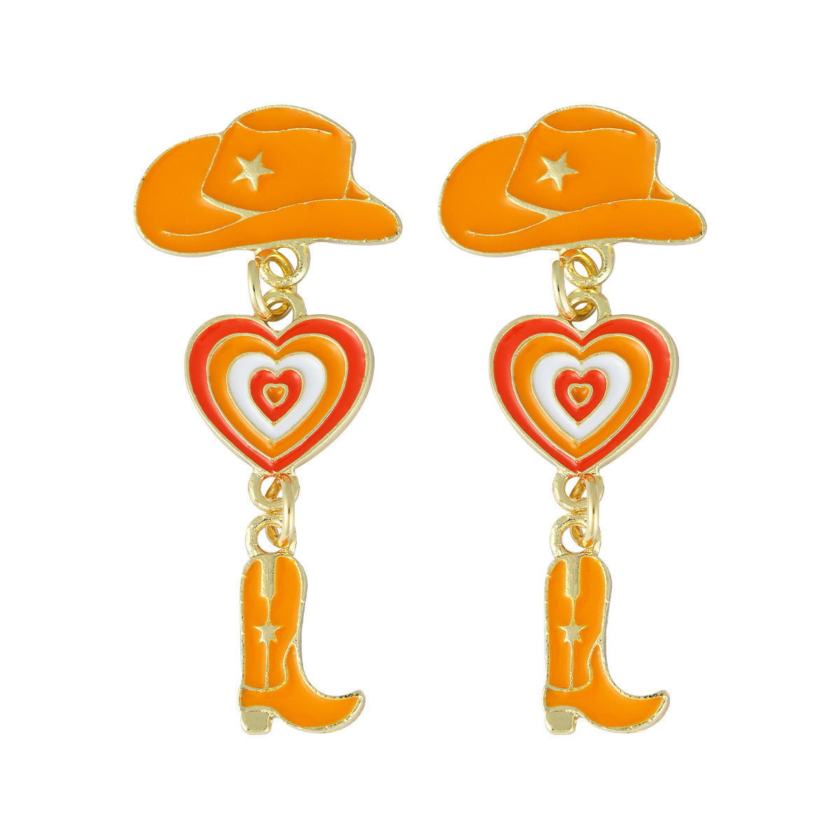 Wholesale Western Cowboy Hats Boots Heart shaped Earrings