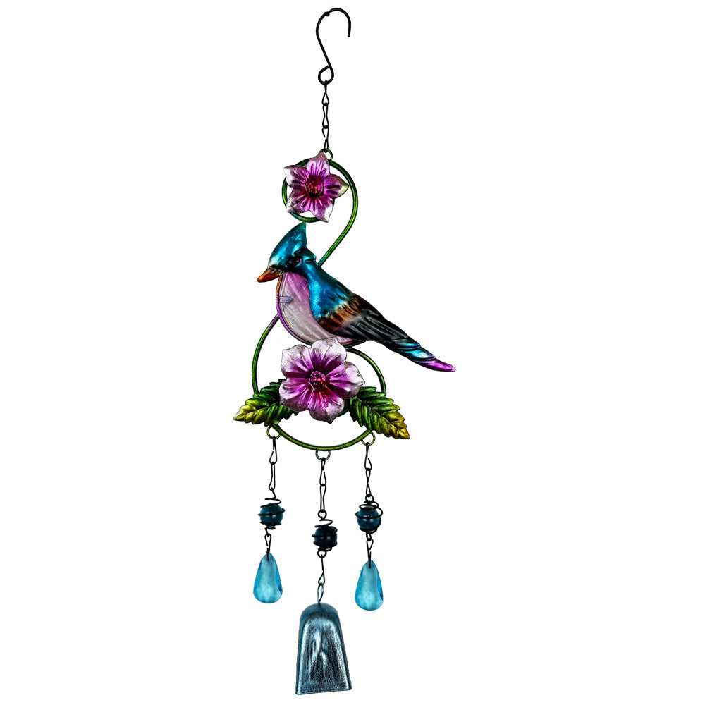 Wholesale Outdoor bird wind chime pendant glass painting