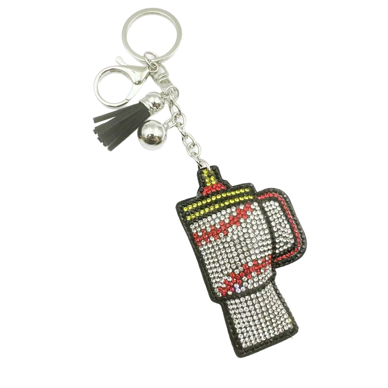 Wholesale Boutique Zinc Alloy Rhinestone Keychain Football Cup Design Bag Charm For Gift