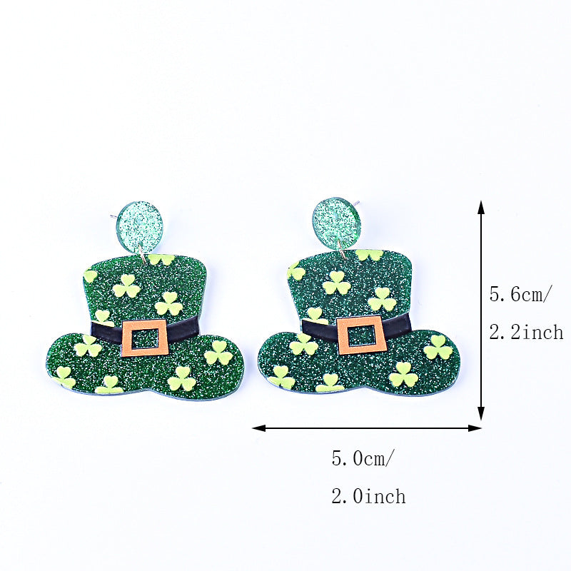 Wholesale St. Patrick's Day Shamrock Hat Earrings