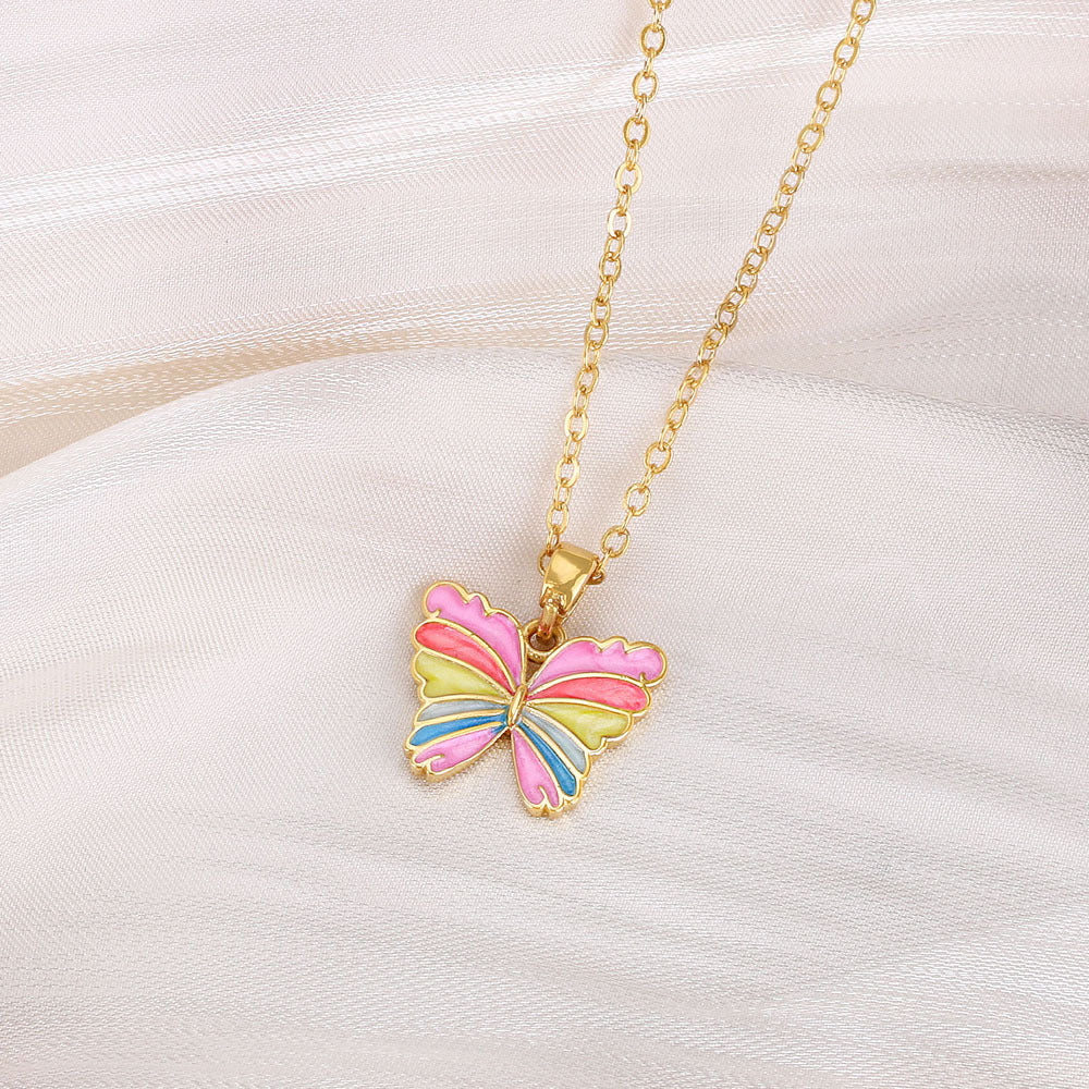 Wholesale Cute Animal Pendant Necklace Turtle Butterfly Dragonfly Design Real Gold Plated Copper Fashion Jewelry Gift