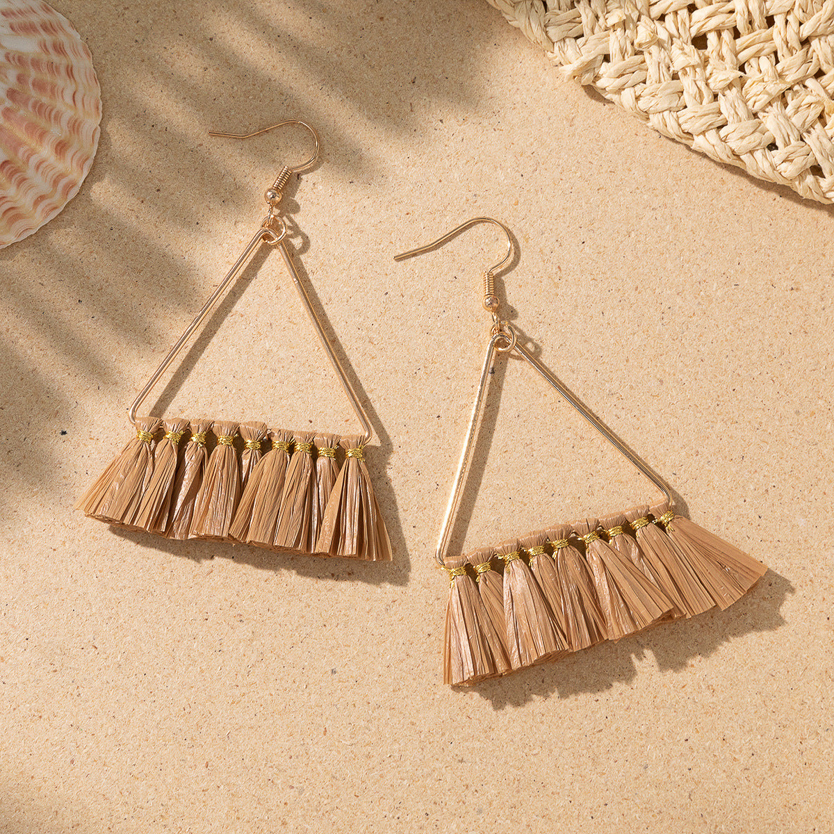 Wholesale Bohemian Tassel Braided Raffia Earrings