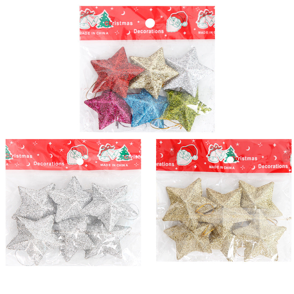Wholesale Christmas decorations gold powder five-pointed star pendant