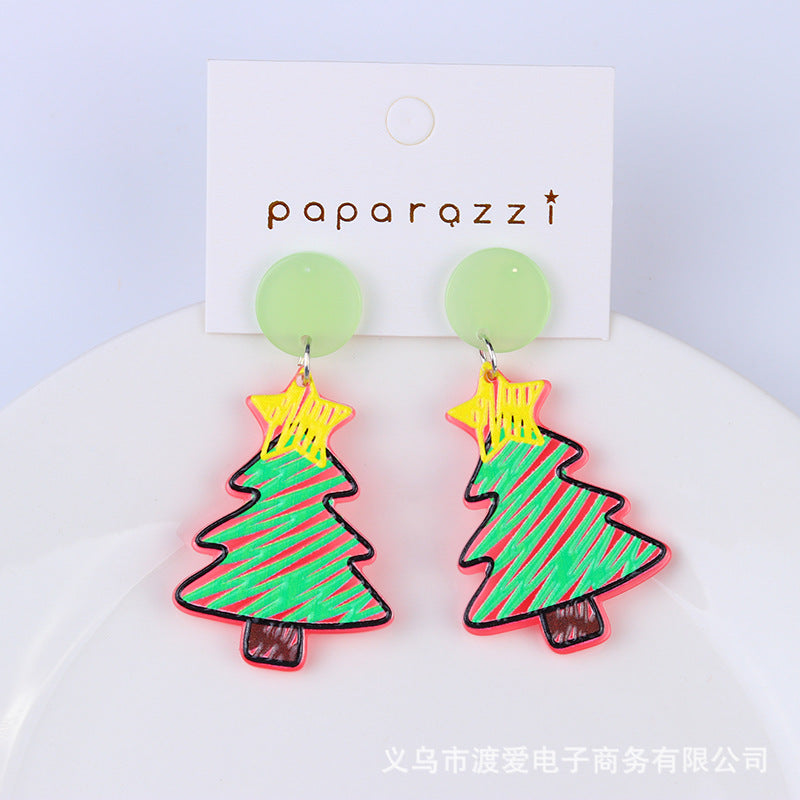 Wholesale Christmas Santa Claus Snowman House Acrylic Earrings
