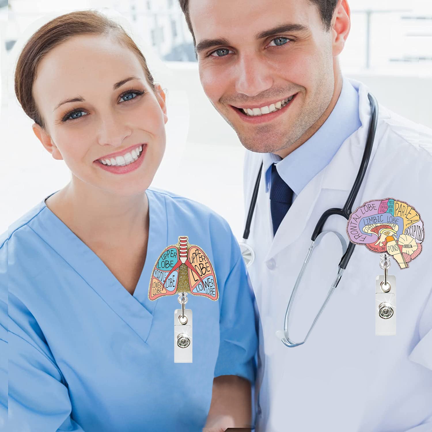 Wholesale Medical acrylic glitter easy-pull retractable clip