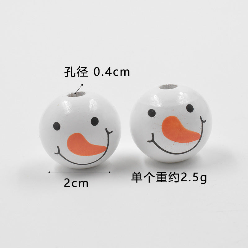 Wholesale 10PCS Christmas 20mm Snowman Wooden Beads Christmas Tree