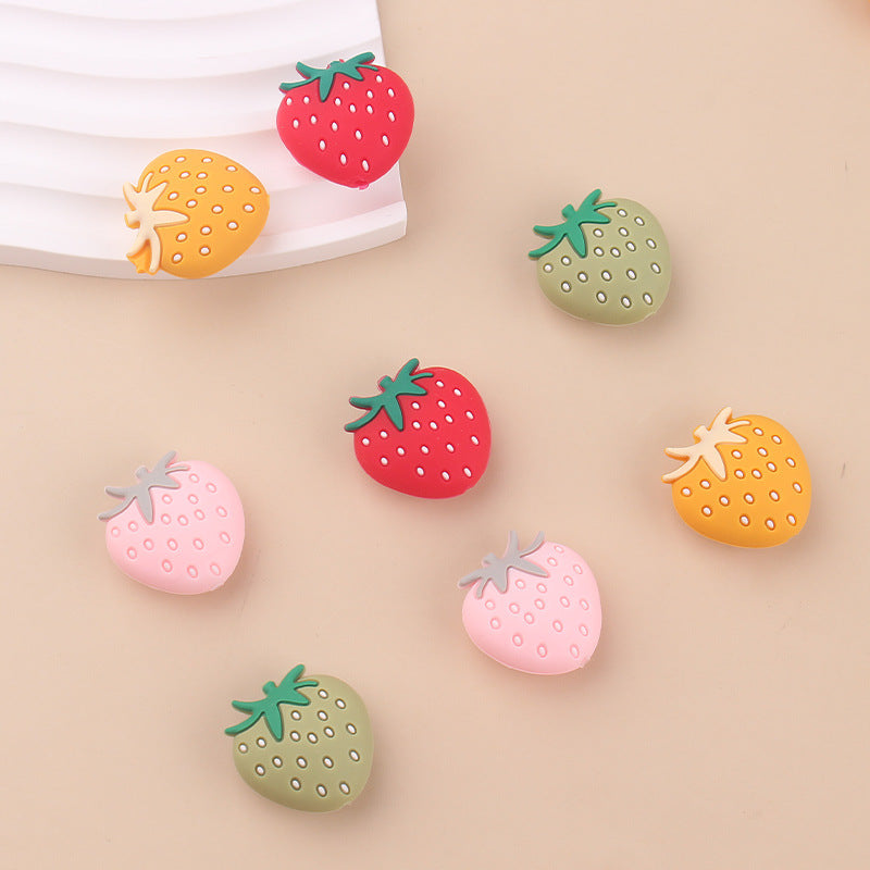 Wholesale 3-pack cartoon strawberry silicone DIY accessories