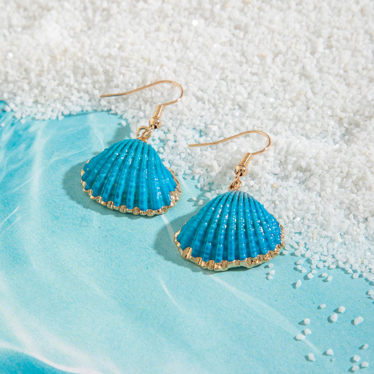 Wholesale 10pcs Summer beach style natural shell gold-plated earrings