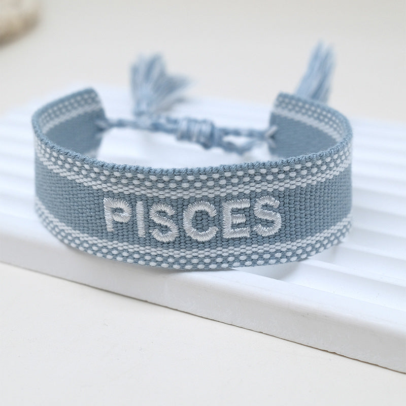 Wholesale Polyester Cord Weaving Letter Tassel Bracelet