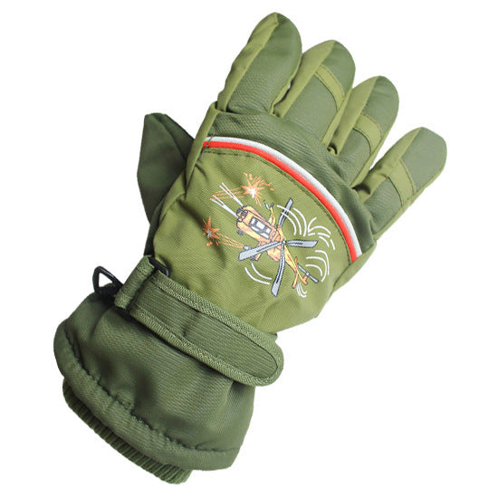 Wholesale Aircraft Children's Skiing Velvet Gloves