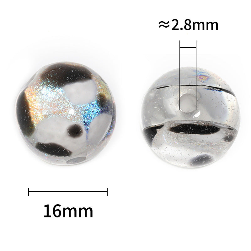 Wholesale 100pcs Black and White Panda Color Acrylic Round Beads Transparent Fine Glitter Diy Accessories Beads