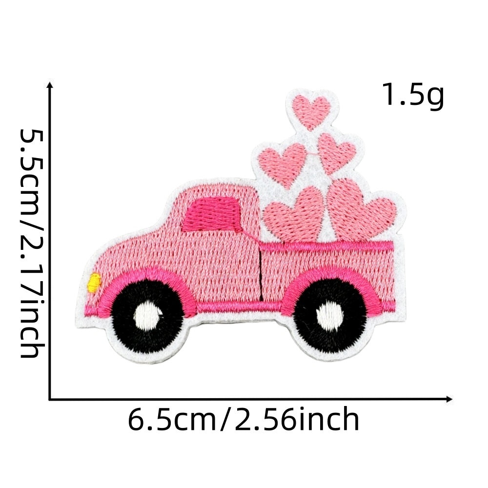 Wholesale Embroidered Iron On Patch Pink Valentine Hearts Cute Bear Design Wedding Scrapbook Decor Fashion DIY Accessory