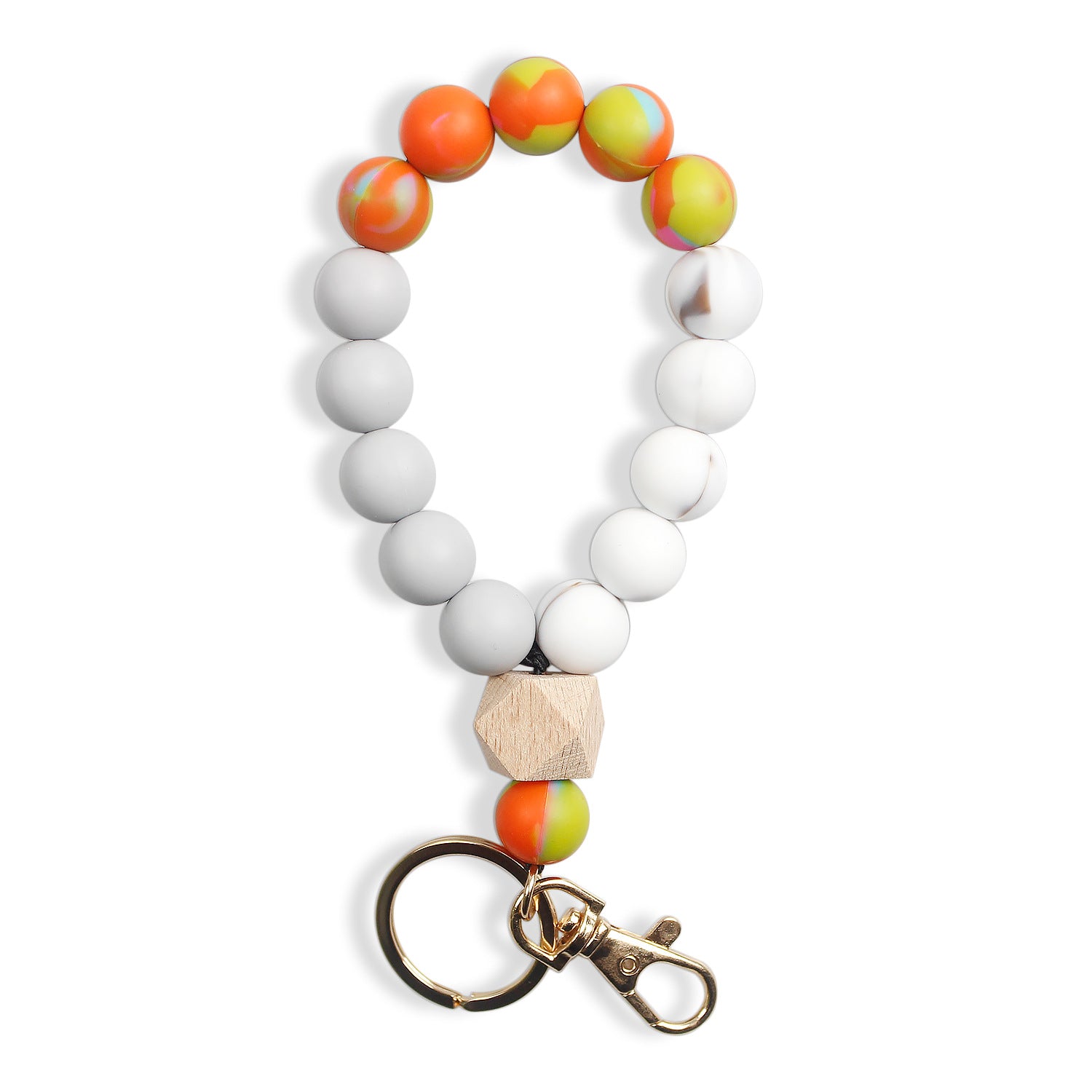 Wholesale Silicone Color Beaded Bracelet Keychain