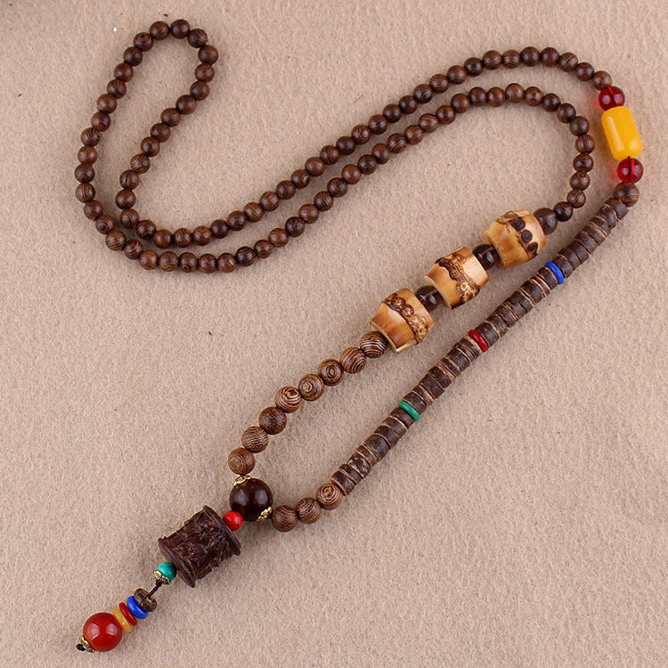 Wholesale Ethnic Style Pendant Bodhi Pendant Wooden Bead Necklace