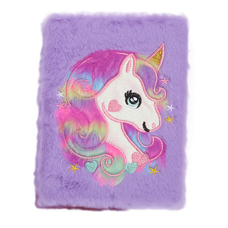 Wholesale Plush Cartoon Unicorn Notebook Children' s Cultural Stationery Journal Gift