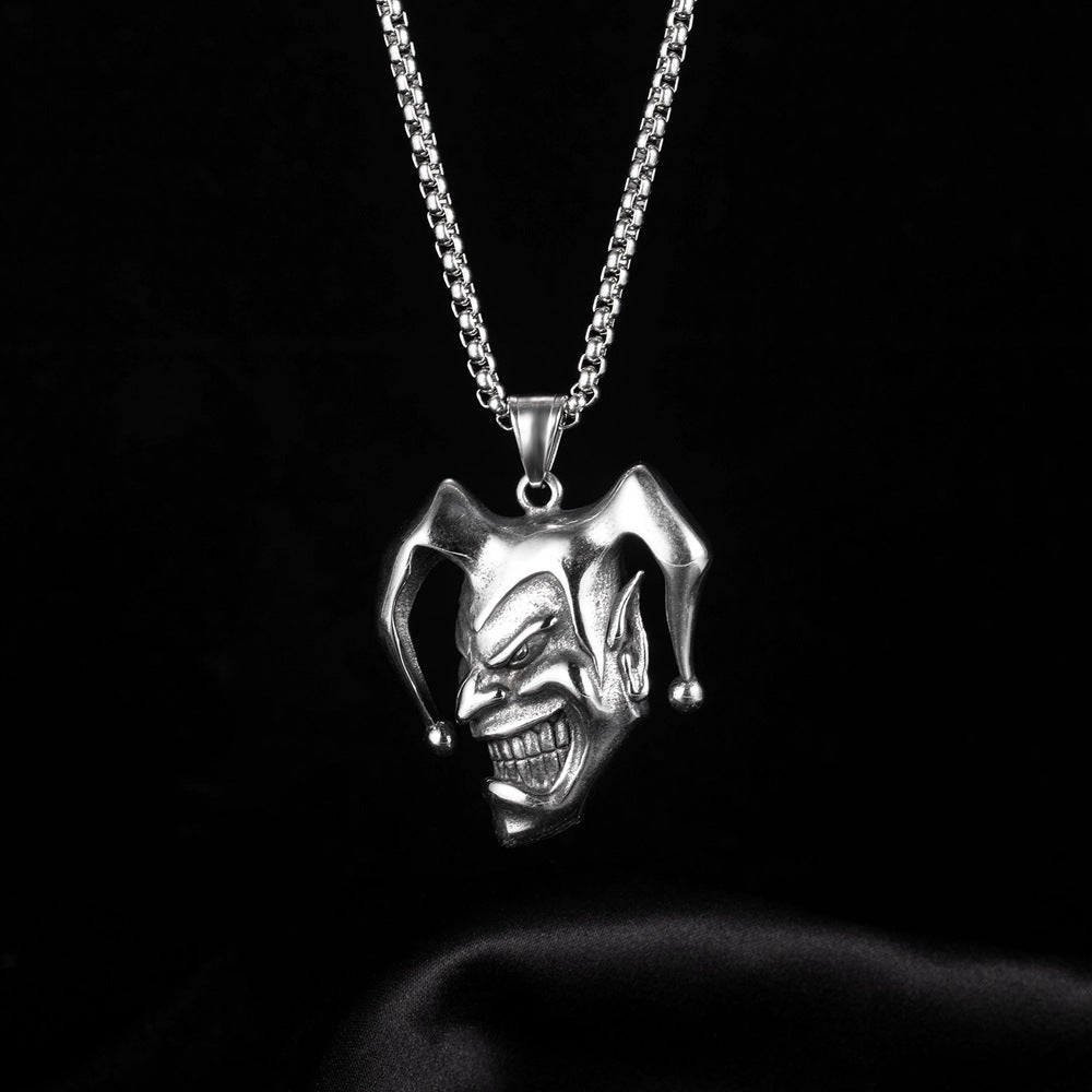 Wholesale Retro Clown Face Pendant Necklace For Men Stainless Steel Jewelry Accessory OLY Exclusive