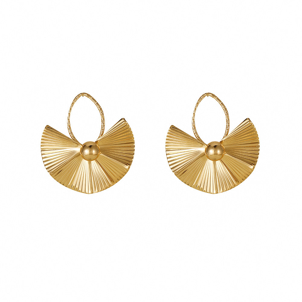 Wholesale Exaggerated Geometric Pleated Fan-shaped Large Earrings
