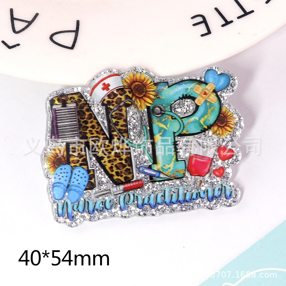 Wholesale New loose powder cartoon letters cute jewelry acrylic pin DIY patch accessories