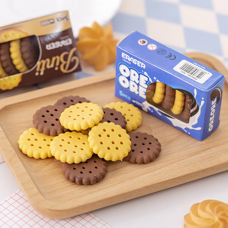 Wholesale 5 Pieces of Boxed Biscuit TPR Eraser