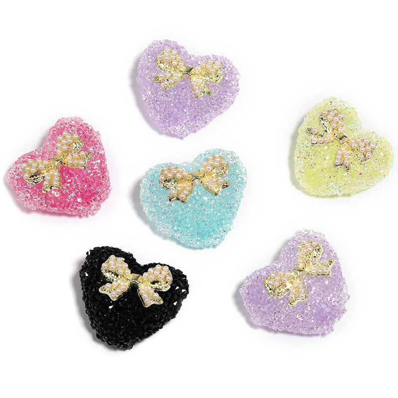 Wholesale 5pcs Industry Heart Soft Sugar Bow Beads