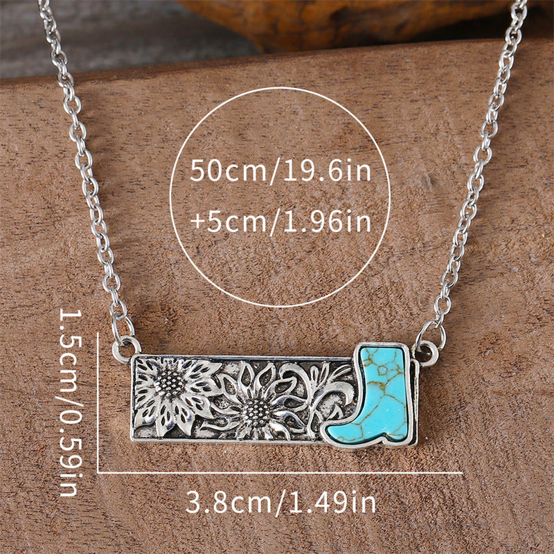 Wholesale Square turquoise boot necklace