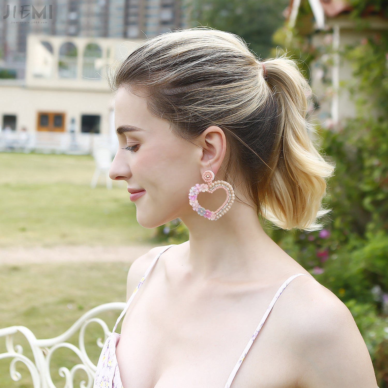 Wholesale Valentine's Day Bohemian Retro Ethnic Style Flower Sequin Love Earrings