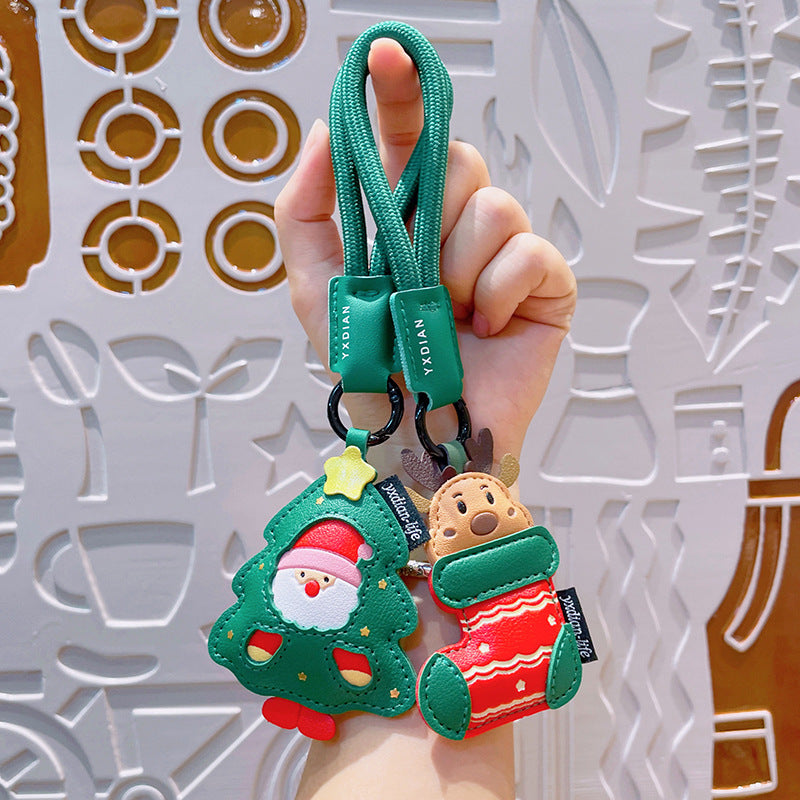 Wholesale Leather Christmas Ornament Keychain