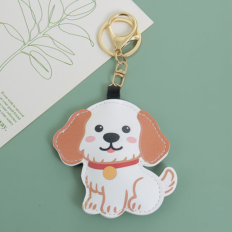 Wholesale Cute PU Leather Golden Retriever Puppy Keychain