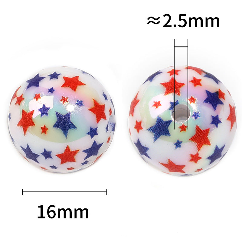 Wholesale 100pcs UV-plated Five-pointed Star Printed Beads