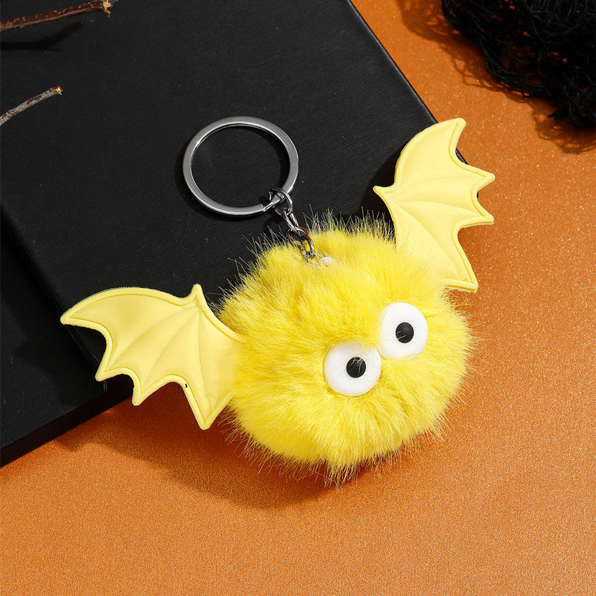Wholesale Halloween Bat Plush Pom Keychain
