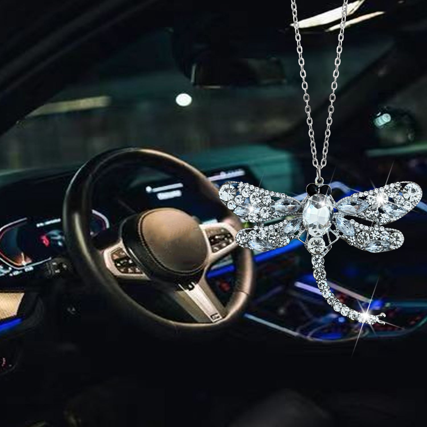 Wholesale diamond-encrusted alloy dragonfly car  decoration  pendant car accessories