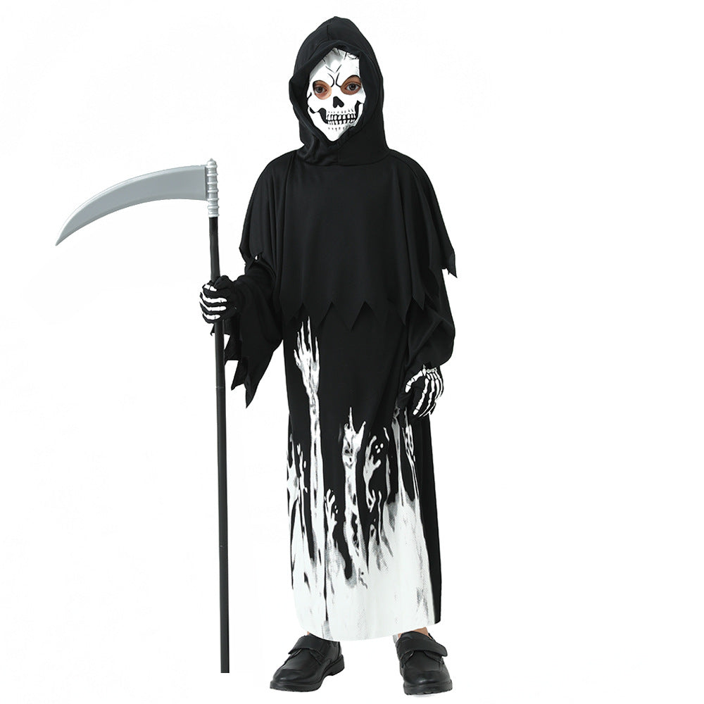 Wholesale Popular Glow-in-the-dark Grim Reaper Children's Halloween Party Cosplay Character Performance Costumes