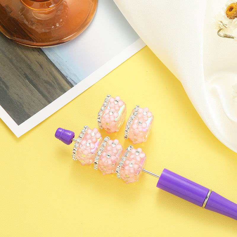 Wholesale 10pcs Heavy-duty Square Cherry Blossom Beads with Drilled Straight Holes