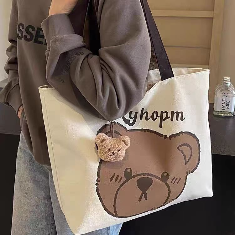 Wholesale Japanese cartoon one-shoulder large capacity tote canvas handbag