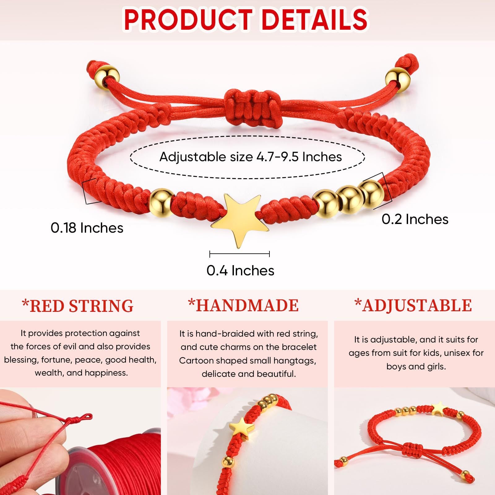 Wholesale  Red Lucky Woven  Couple  Five-pointed Star Cord Bracelet
