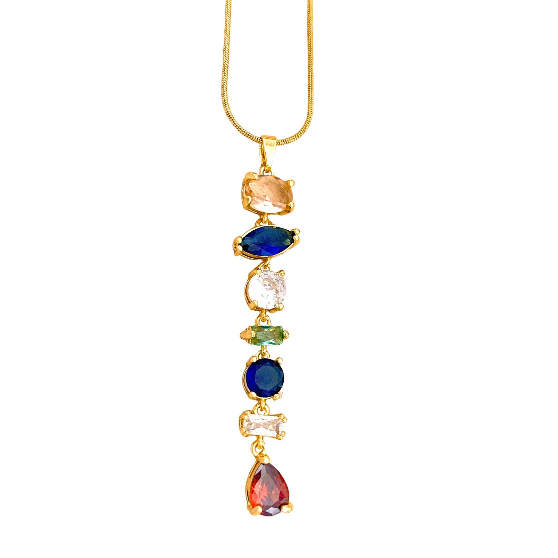 Wholesale Colorful Square Geometric Smart Titanium Steel Necklace Niche Luxury Versatile Accessories