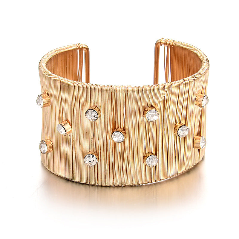 Wholesale Exaggerated Punk Diamond Open Bracelet