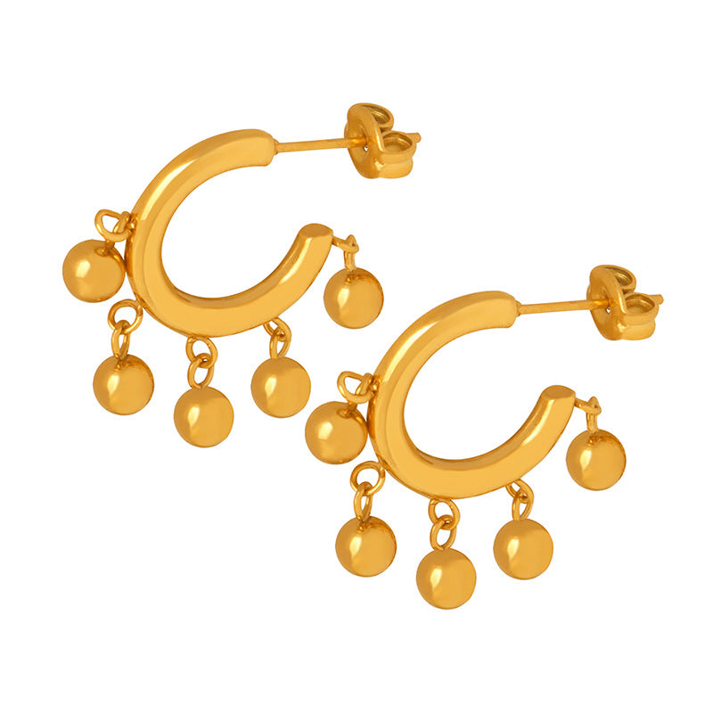 Wholesale Summer New Tassel C-shaped Gold Plated Earrings