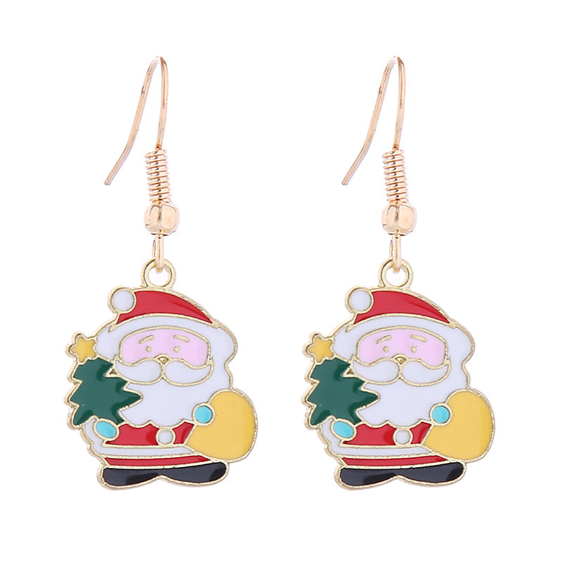 Wholesale Cartoon Santa Claus Snowman Bells Snowflake Christmas Earrings