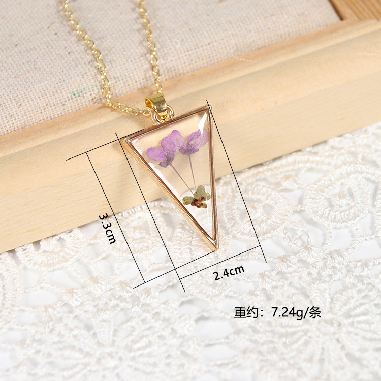 Wholesale 10pcs Geometric Dried Flower Gypsophila Natural Plant Specimen Necklace