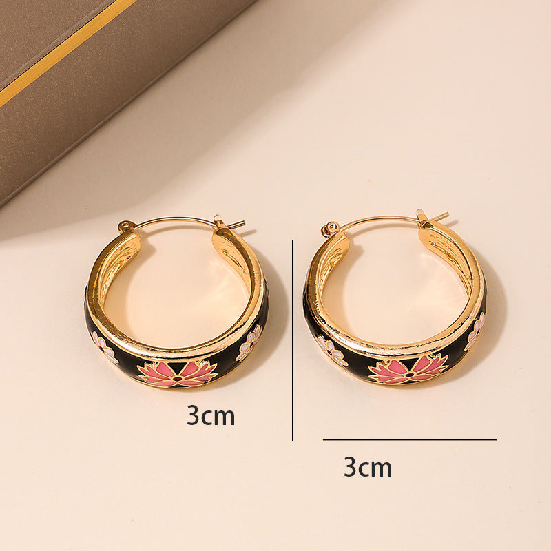 Wholesale buckle micro-inlaid color all-match design flower earrings