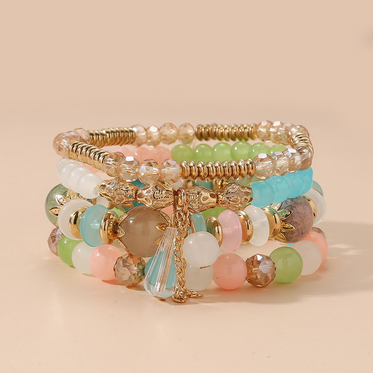 Wholesale Bohemian Crystal Beaded Bracelet suit Colorful Multi-layer Bracelet
