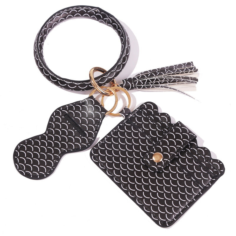 Wholesale  PU Leopard Print Snake Print Card Holder Wrist Keychain