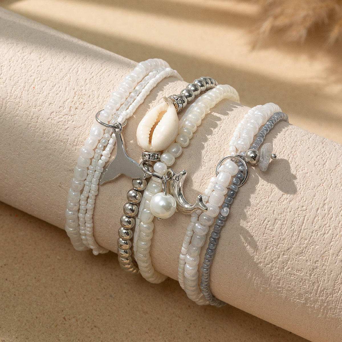 Wholesale Bohemian Ocean Style Stacked Rice Bead Bracelets